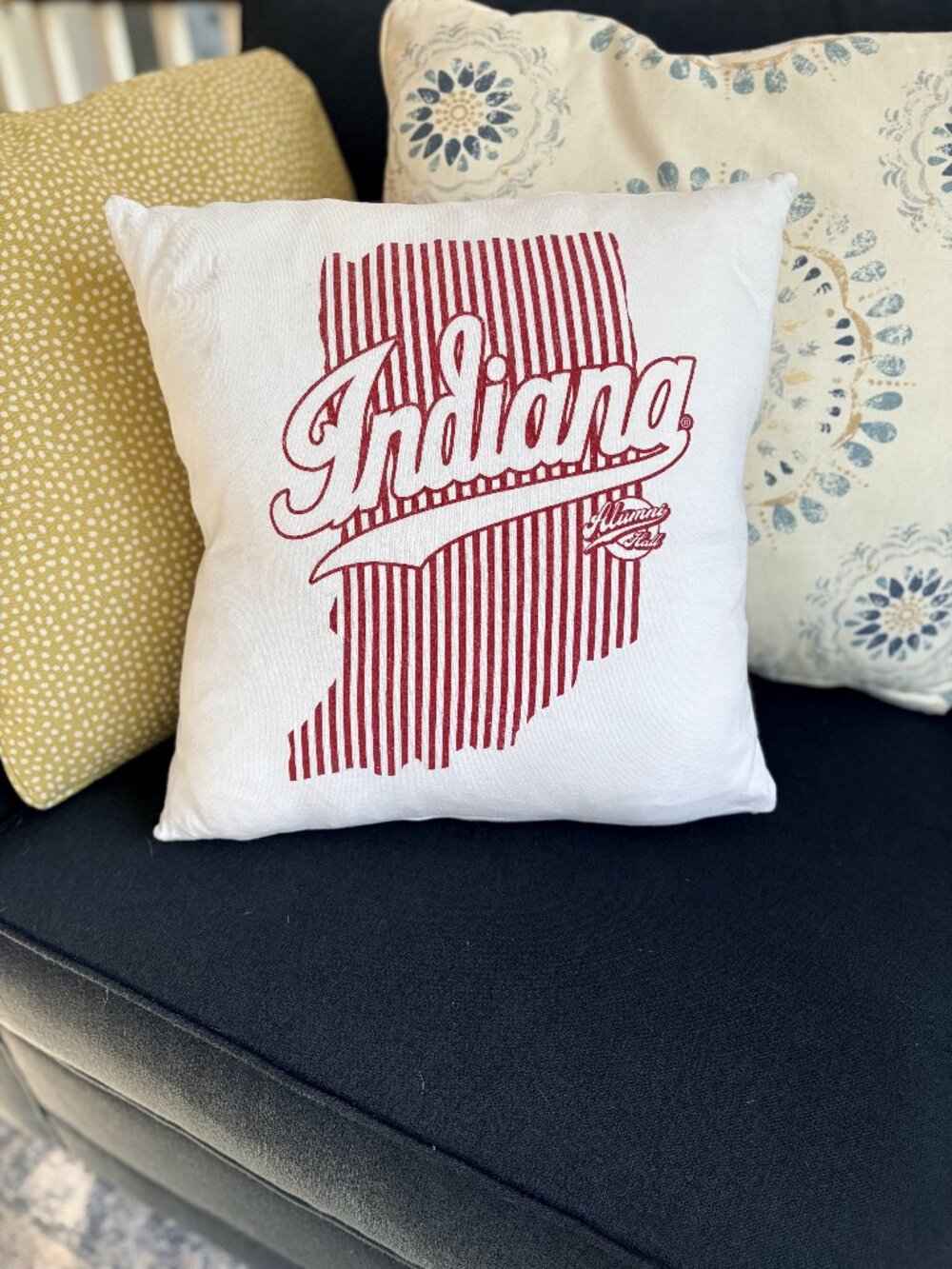 Indian University Hoosiers reworked 16x16 t-shirt throw pillow cover dorm decor